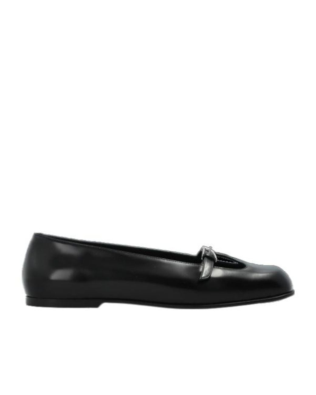 NODALETO Black Buckled Ballet Flats
