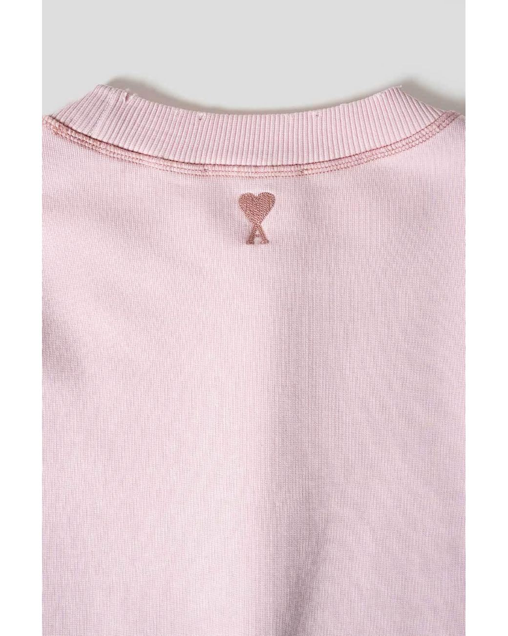 AMI Pink Logo-Embroidered Cotton Sweatshirt for men
