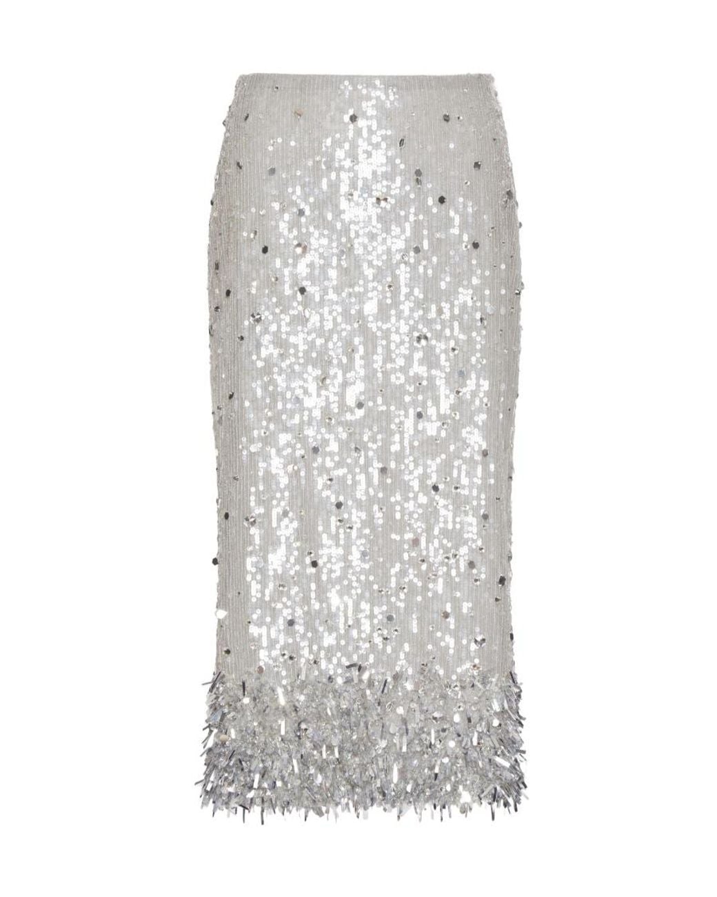 Valentino White Tulle Illusione Embroidered Skirt