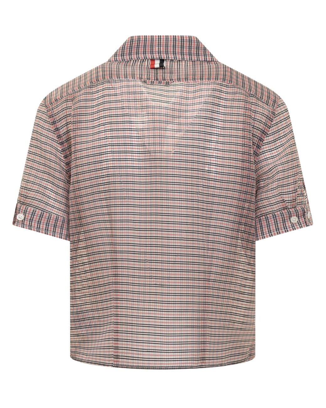 Thom Browne Gray Bow Collar Checked Blouse