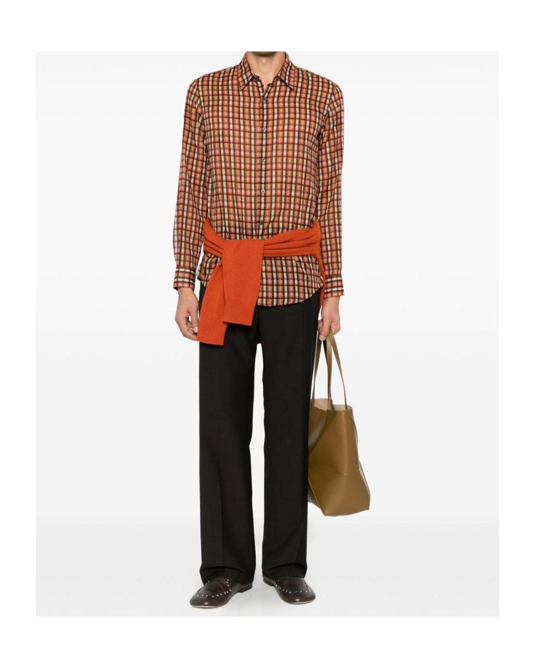 Dries Van Noten Brown Classic Plaid-Print Shirt for men