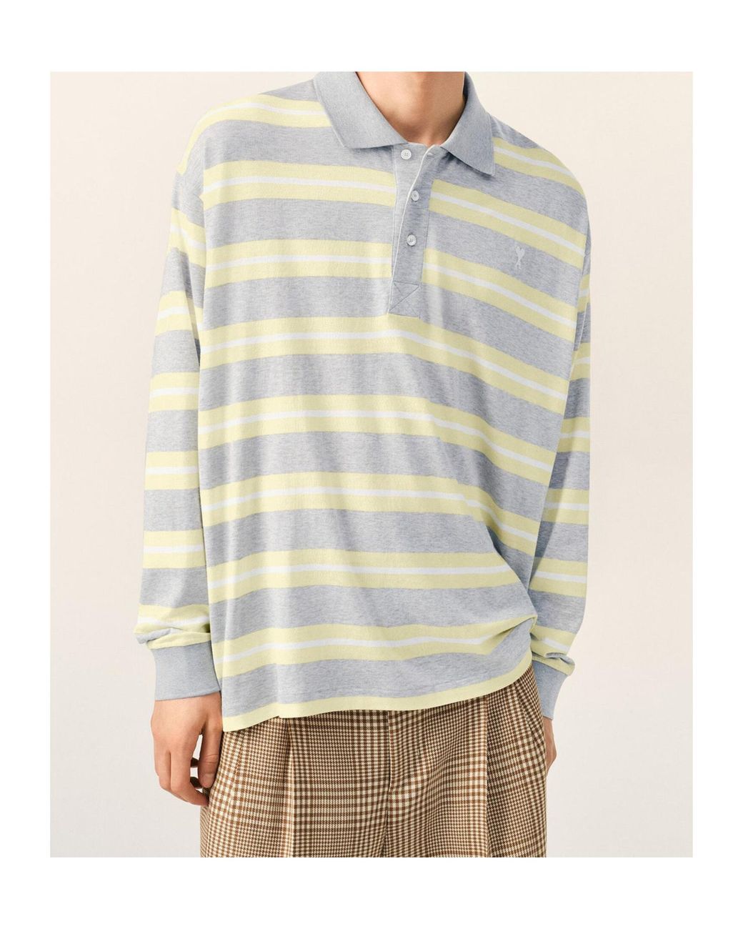 AMI White Ami Striped Polo Shirt for men