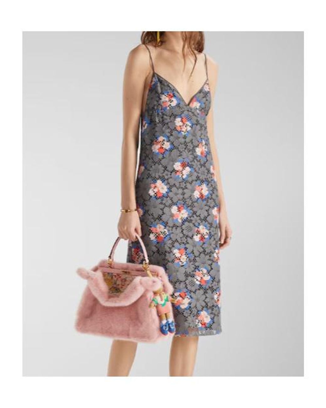 Fendi Pink Mink Bag With Abstract Flower Embroidery