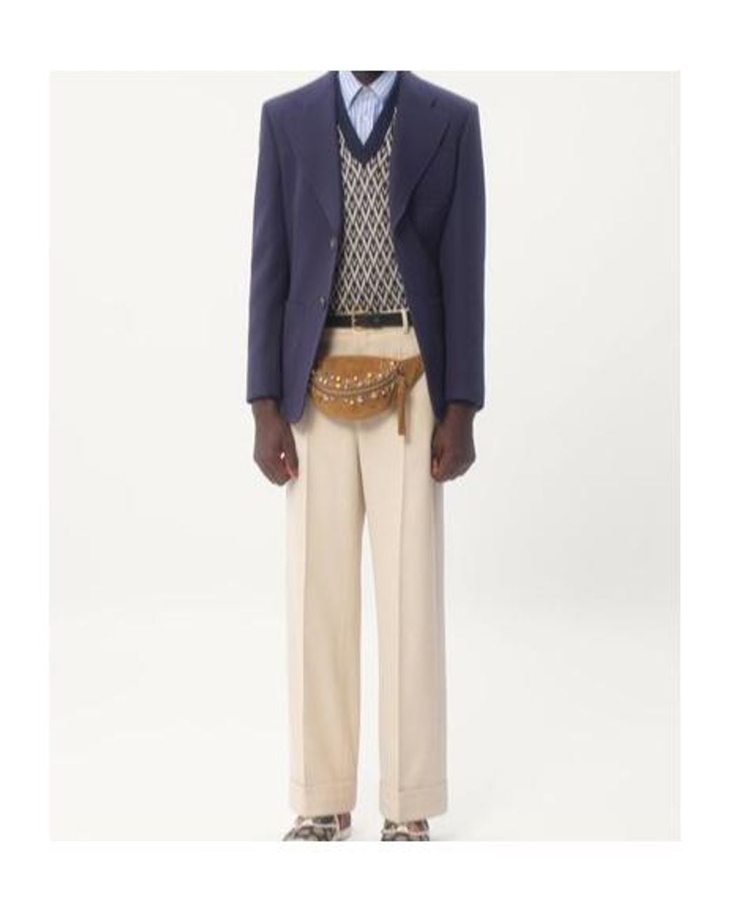 Valentino Natural Turn-Up Hem Wide Leg Trousers for men