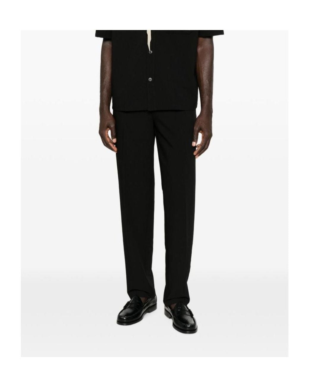 Emporio Armani Black Pressed-Crease Straight-Leg Trousers for men