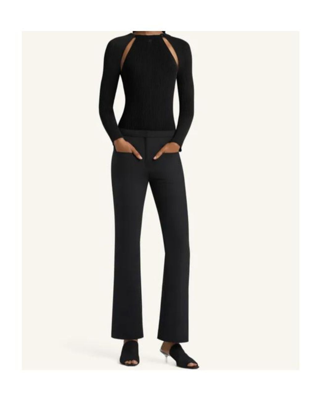 Courreges Black Long-Sleeve Cut-Out-Detail T-Shirt