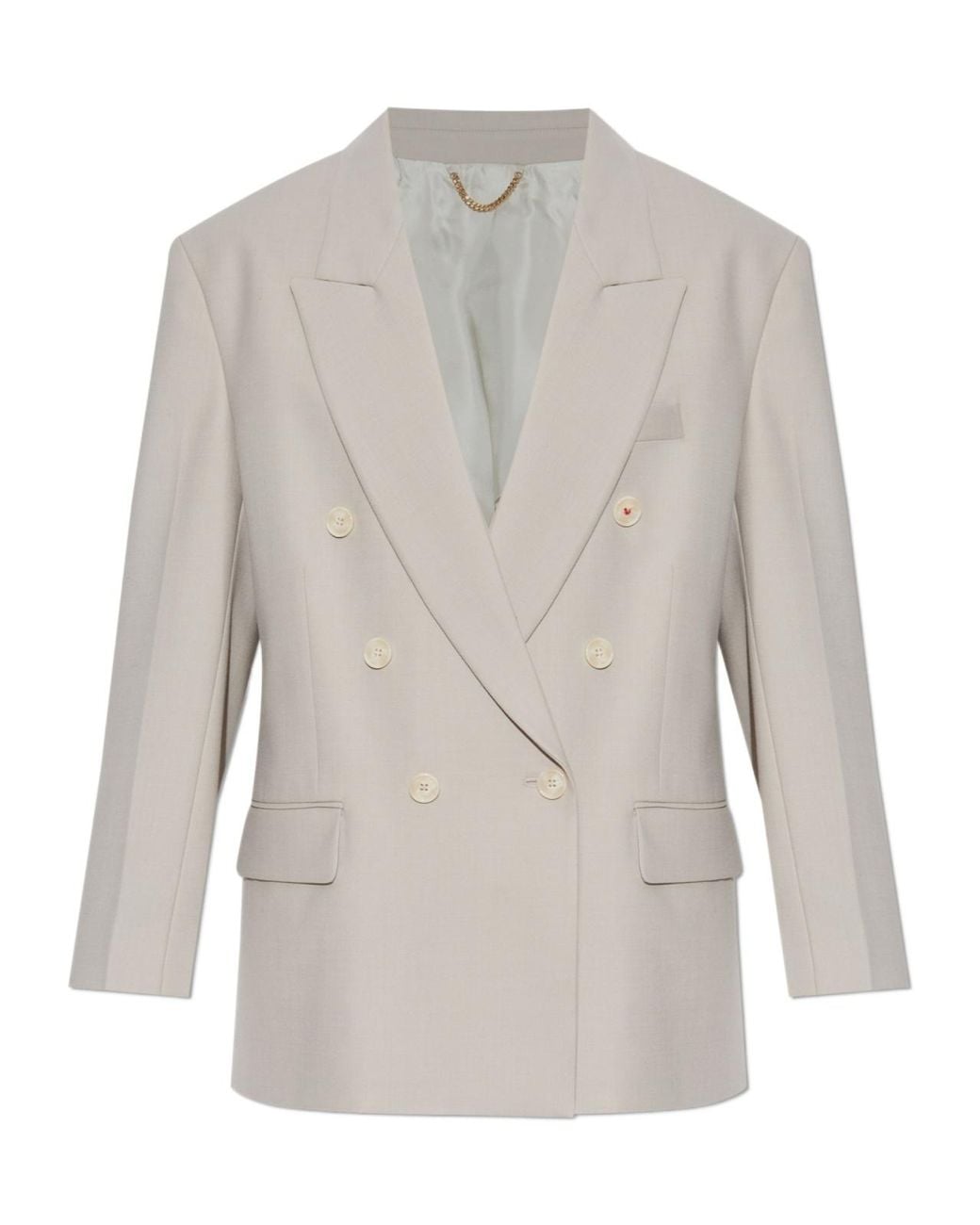 Victoria Beckham Gray Relaxed Double-Breasted Blazer