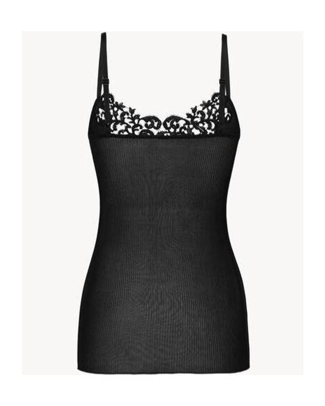 Saint Laurent Black Guipure Ribbed Tank Top