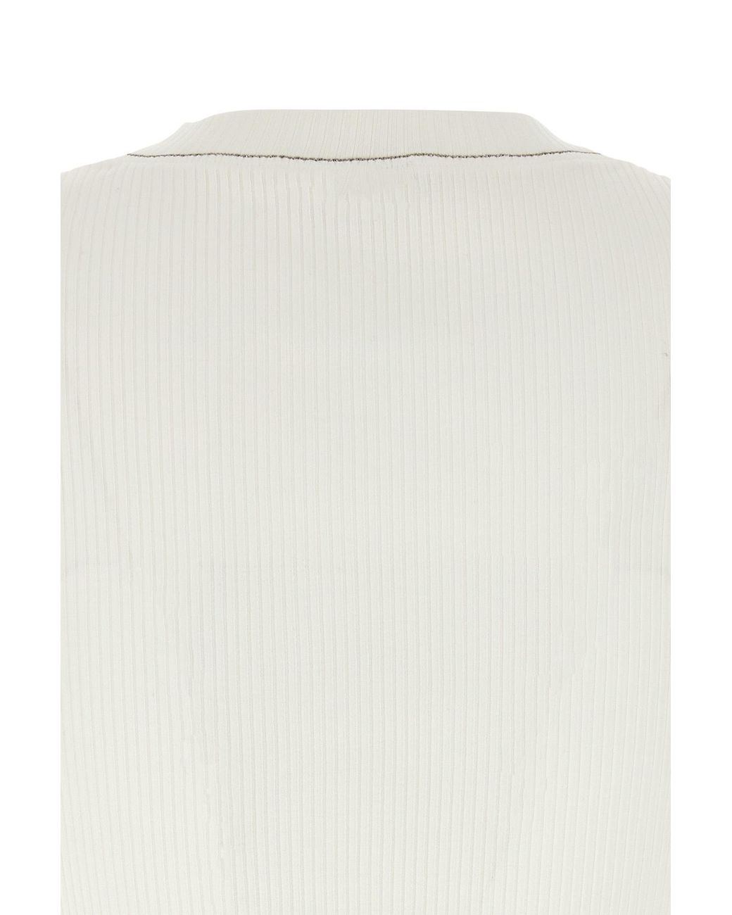 Brunello Cucinelli White Knitted Crewneck Tank Top