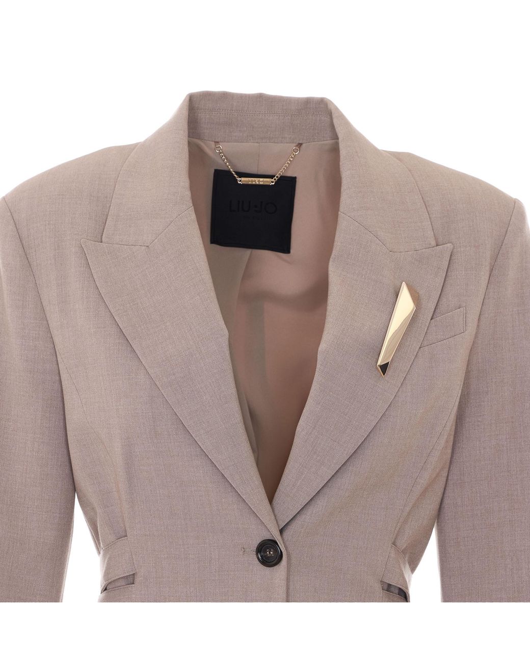 Liu Jo Gray Single-Breasted Belted Blazer