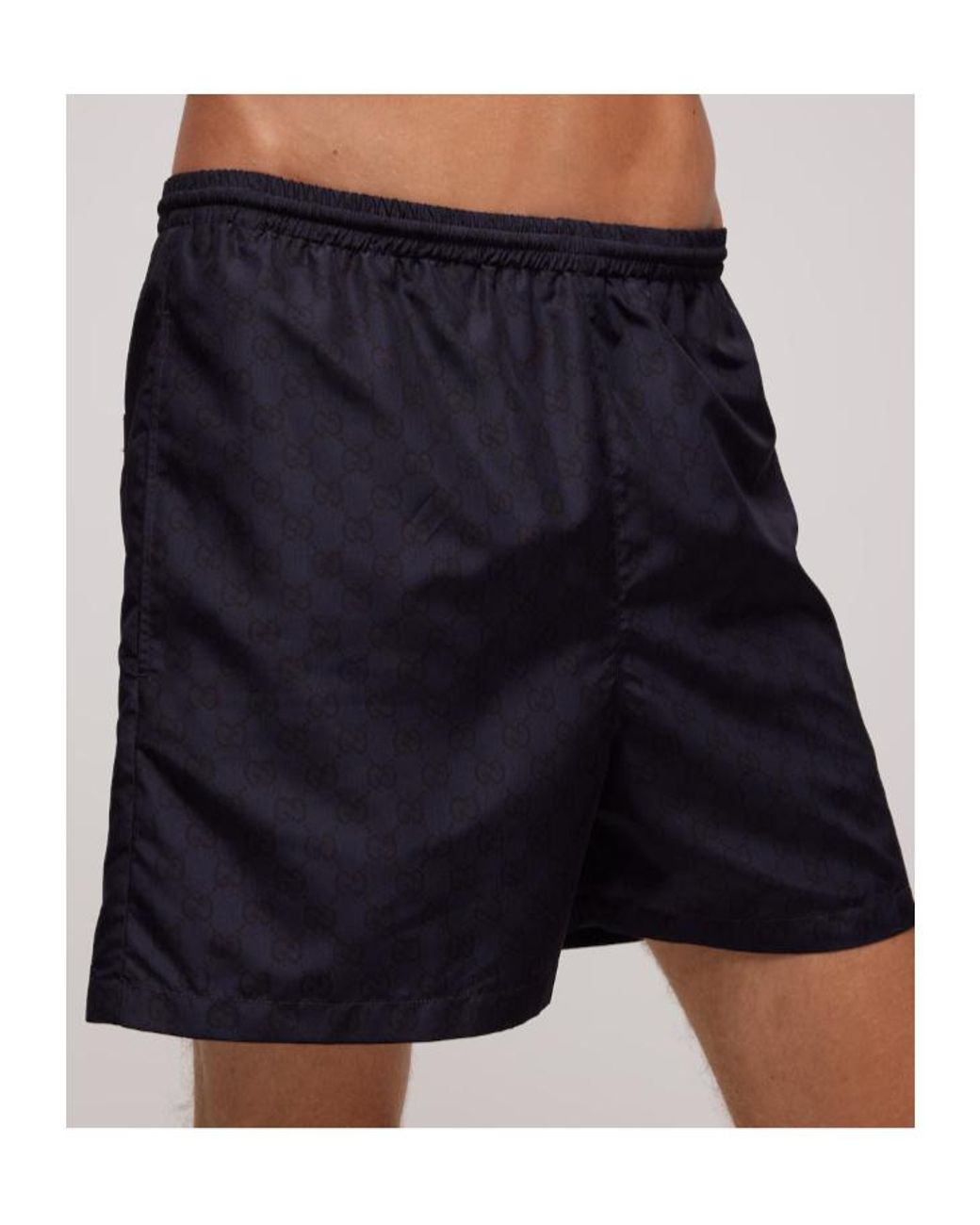Gucci Blue Printed Polyester Poplin Swim Shorts for men
