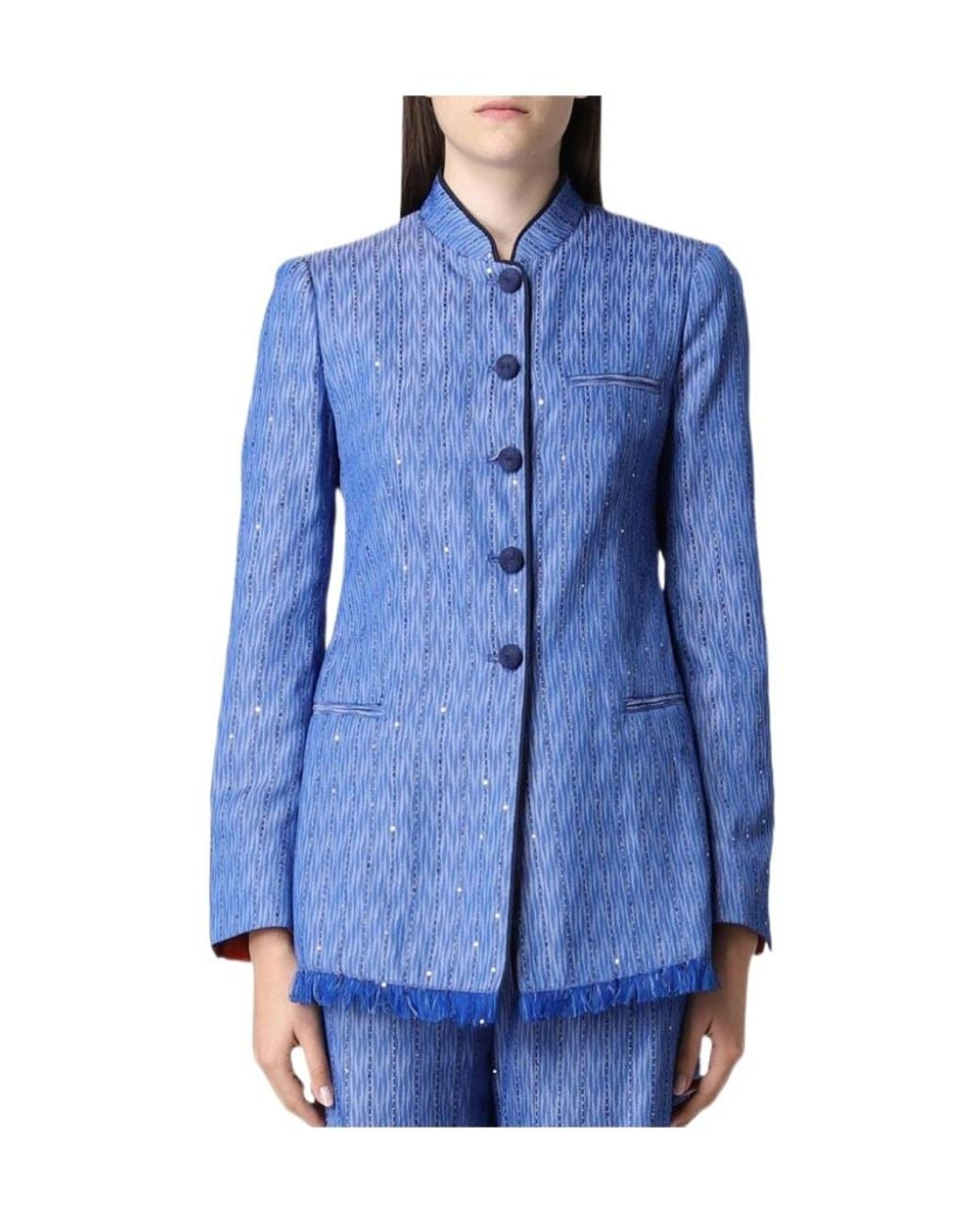 Emporio Armani Blue Single-Breasted Suit Jacket