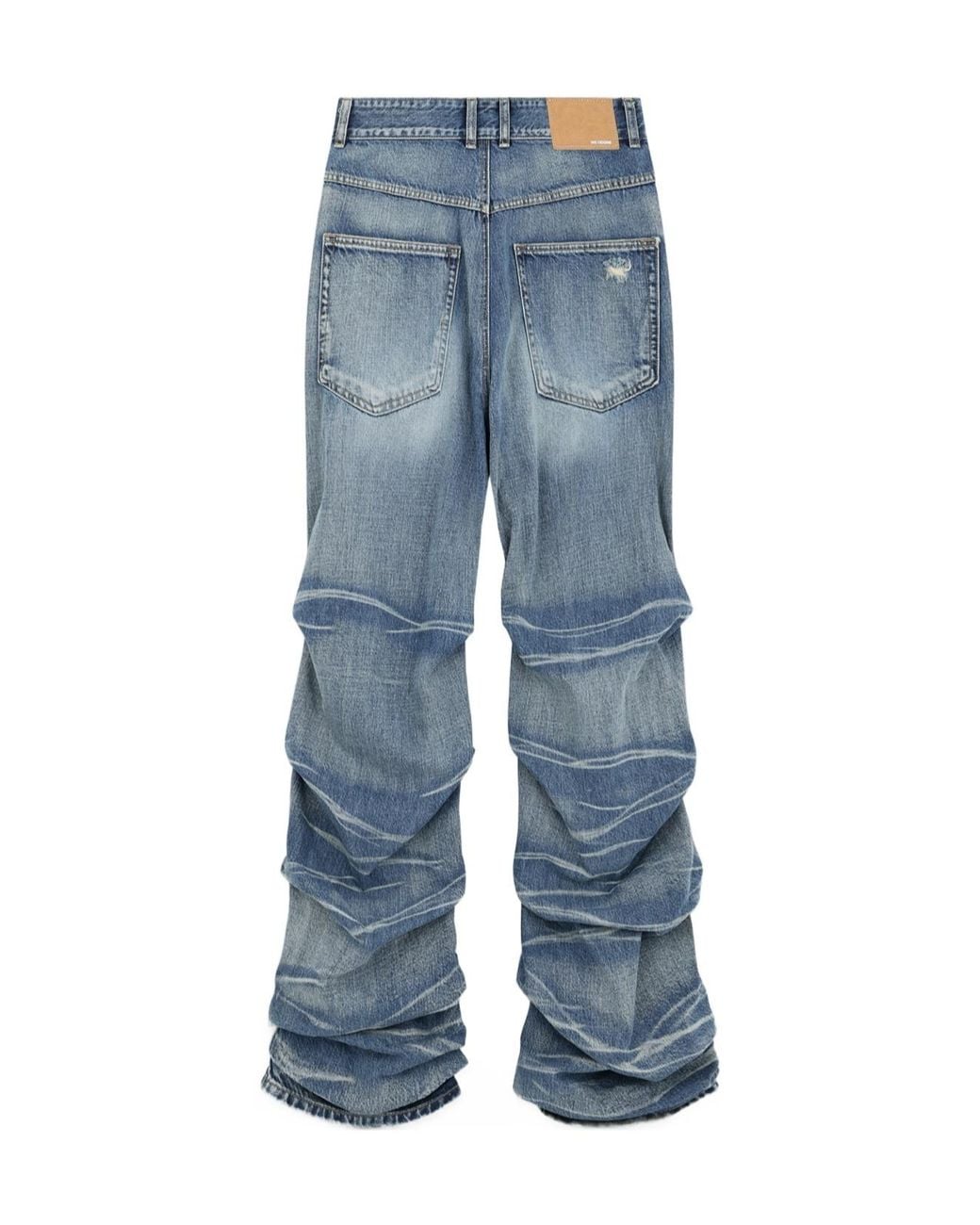 we11done Blue Wrinkled Straight Denim Pants for men
