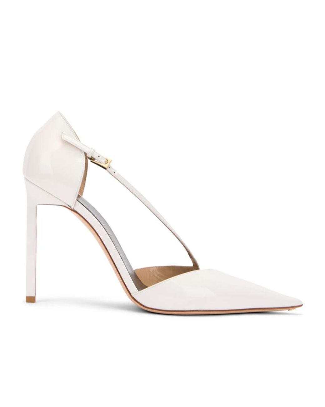 Tom Ford White Cleavage Patent T-Strap Heeled Pumps