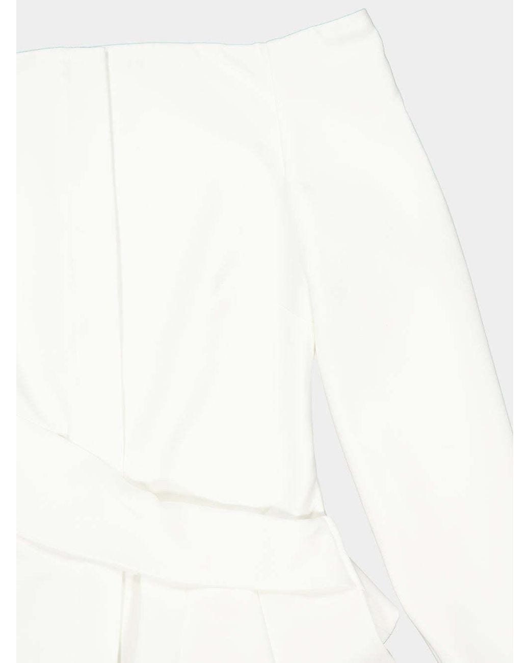 Roland Mouret White Cream Off-Shoulder Draped Jacket