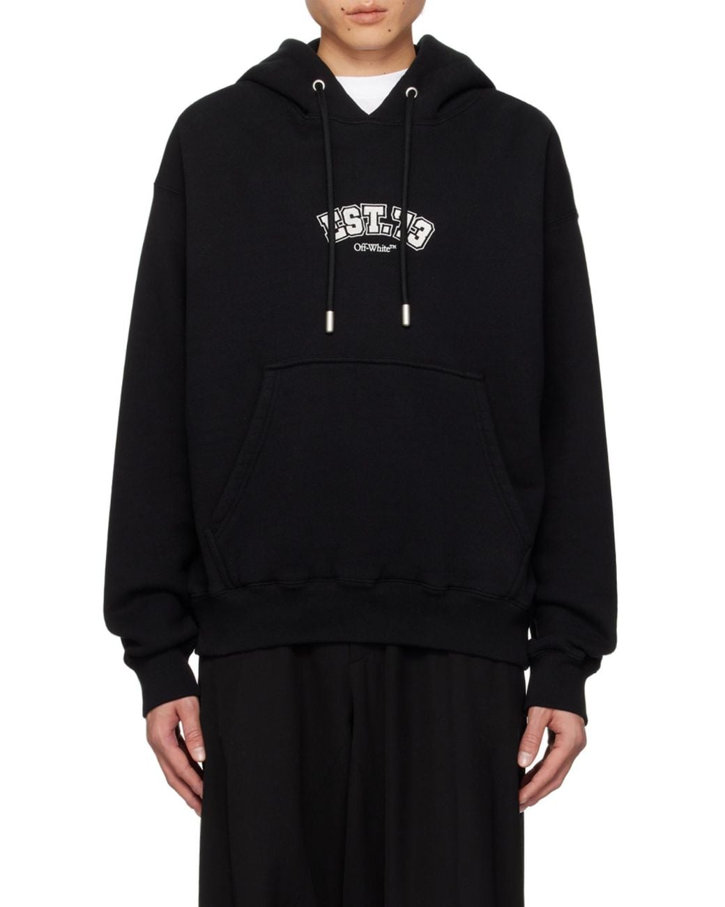 Off-White c/o Virgil Abloh Black Graphic Printed Drawstring Hoodie for men