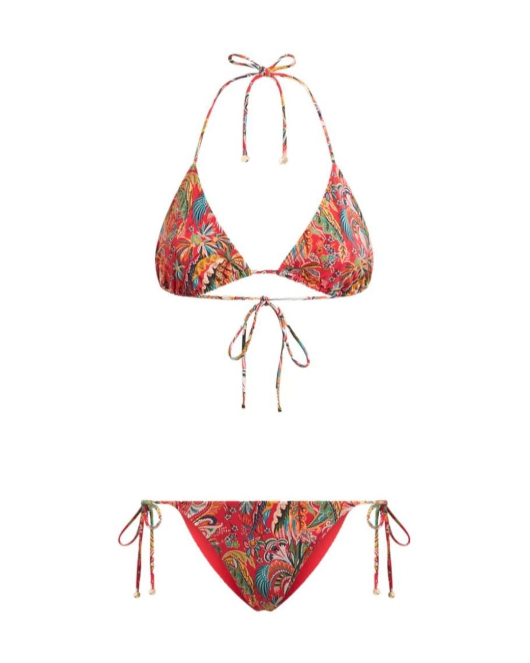 Etro Red Paisley Triangle Bikini