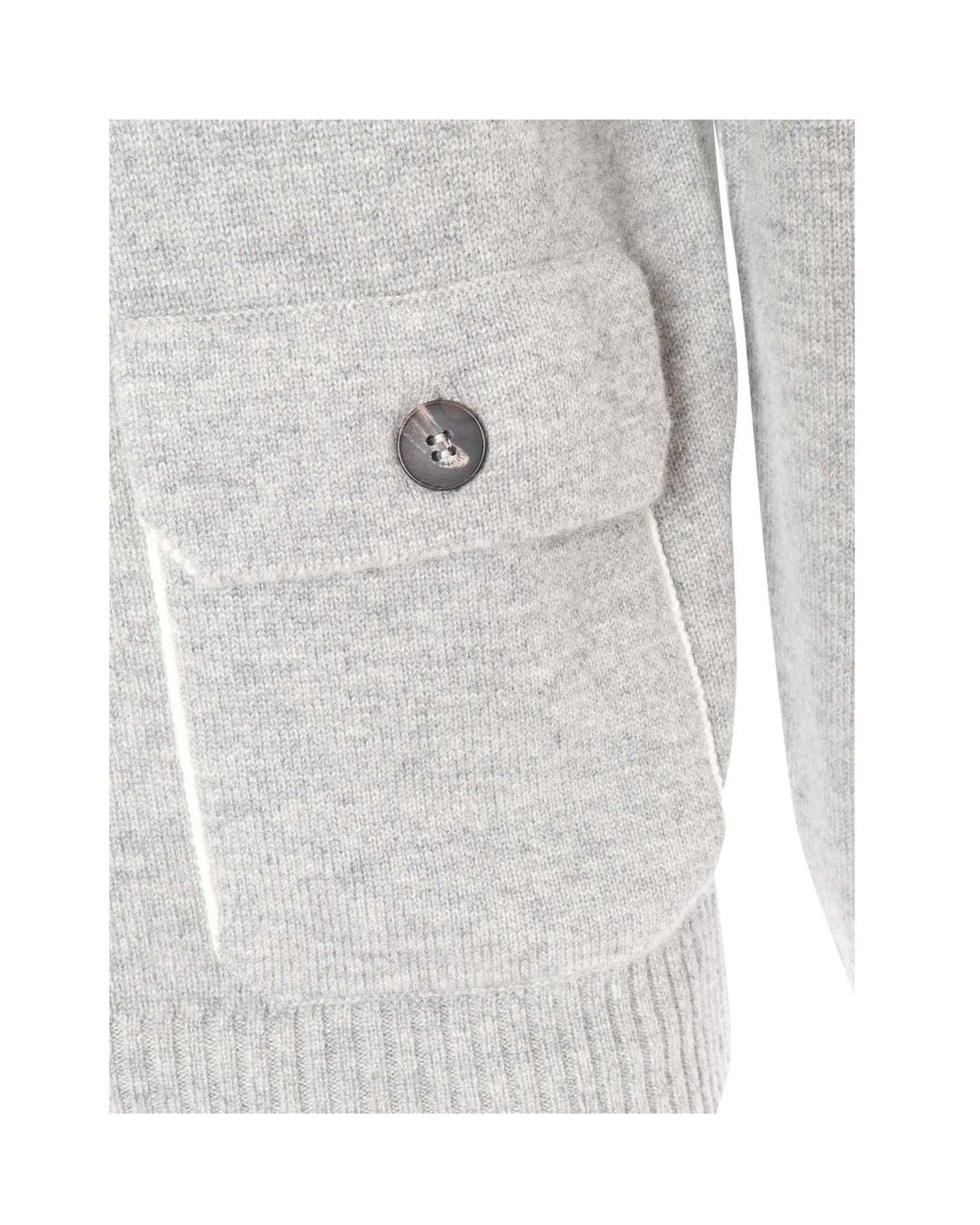 Kangra Cashmere Gray Kangra High Neck Buttoned Cardigan for men
