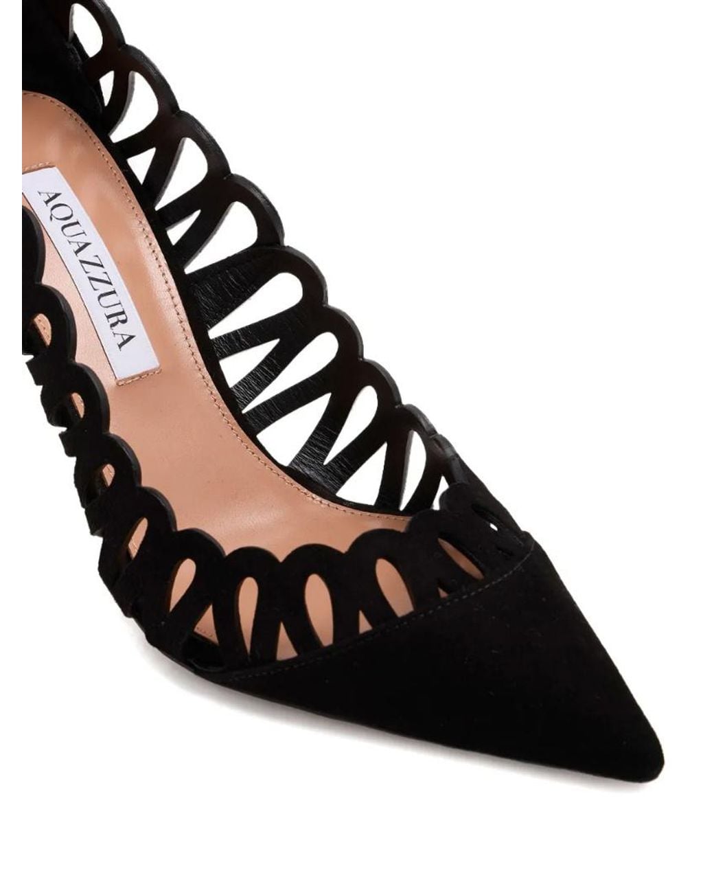 Aquazzura Black Peep Pointy-Toe Pumps
