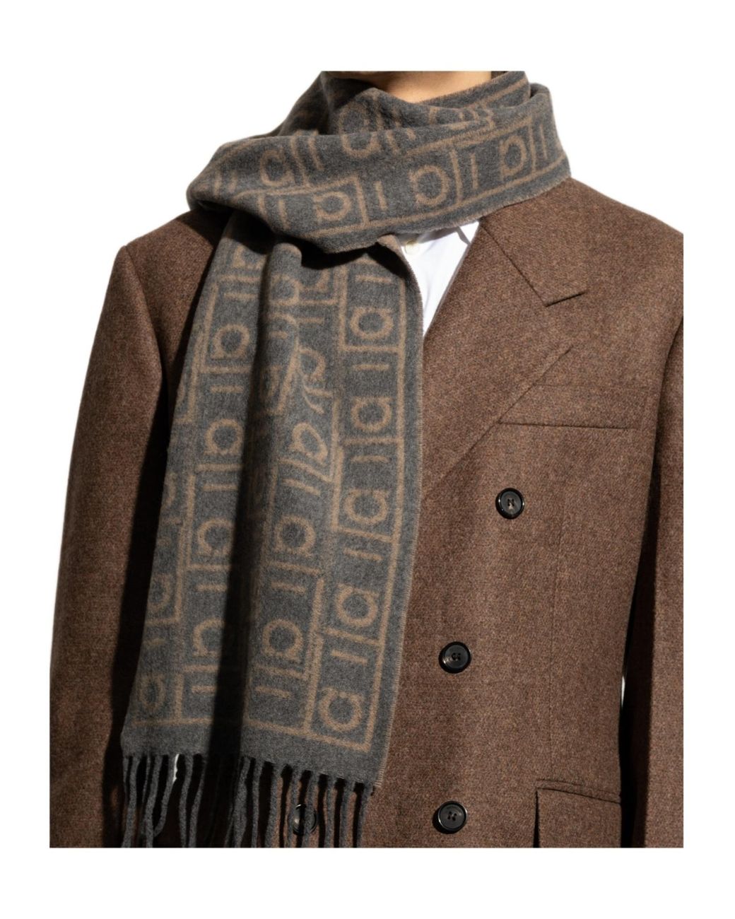 Ferragamo Gray Ferragamo Monogram Jacquard Scarf for men