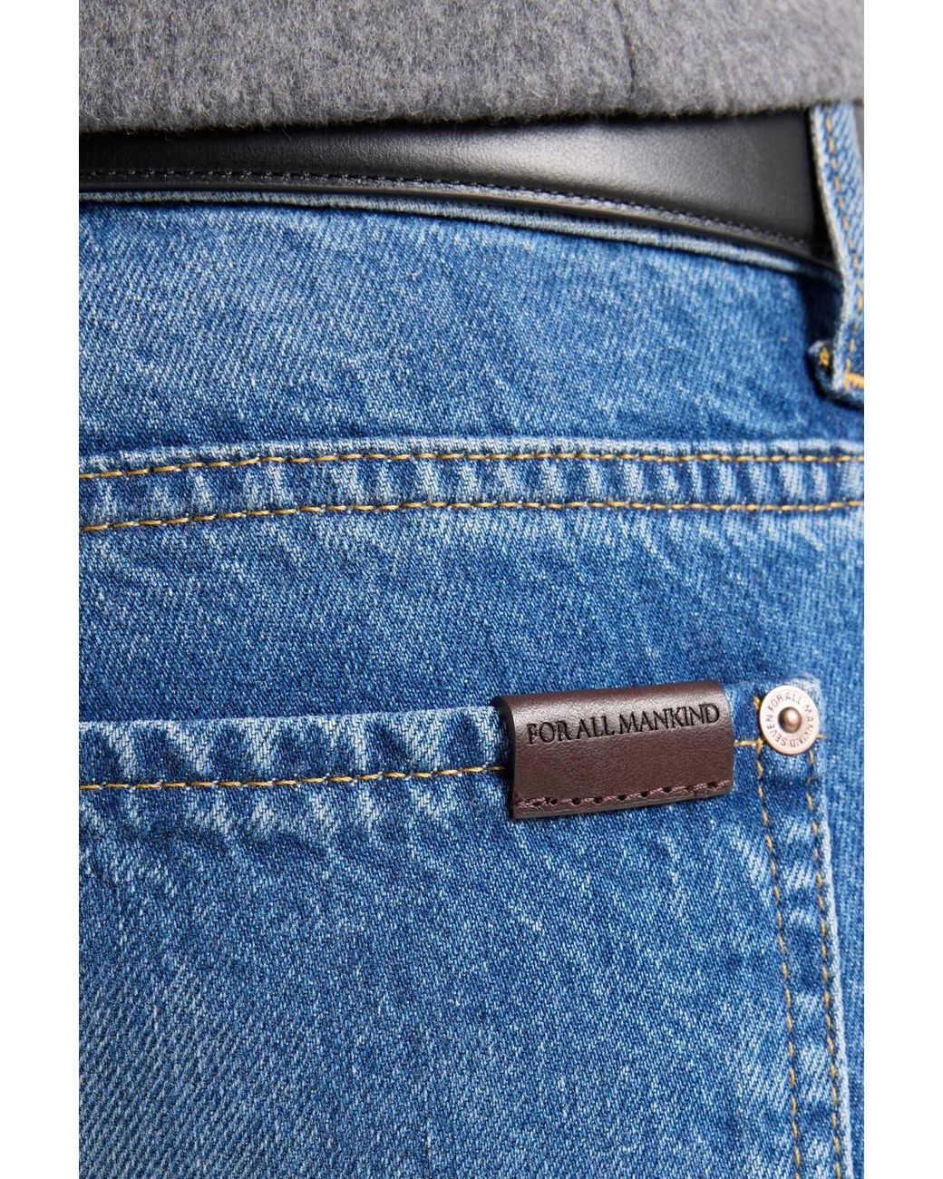 7 For All Mankind Blue Y2K Whiskered Zip-Detail Jeans