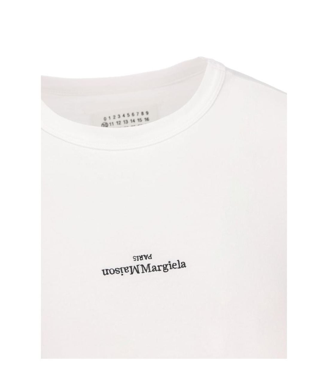 Maison Margiela White Logo Embroidered Crewneck T-Shirt for men