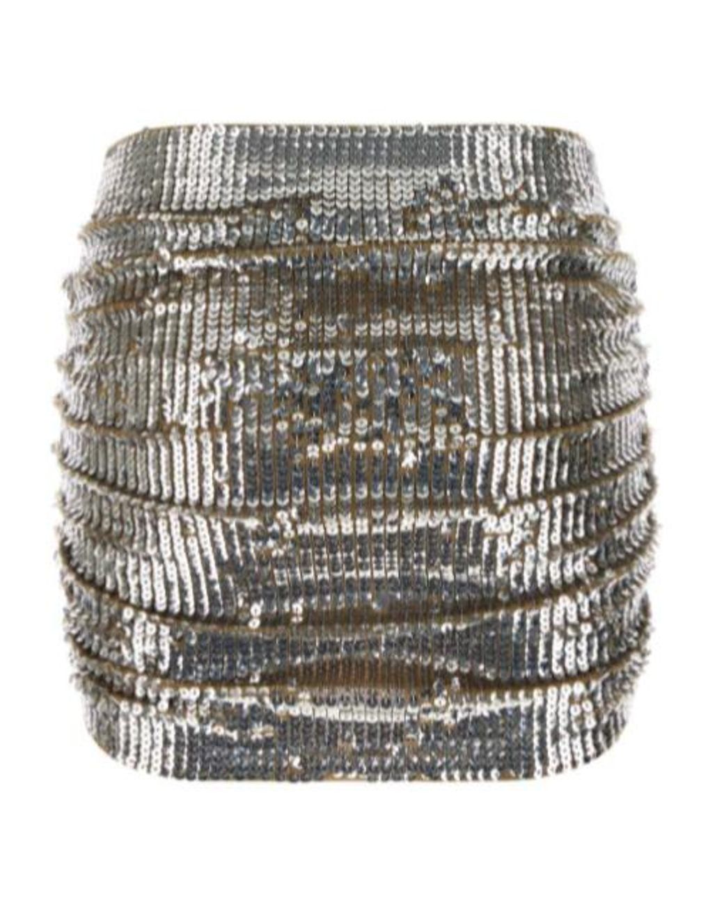 DSquared² Gray Ruched Sequinned Mini Skirt