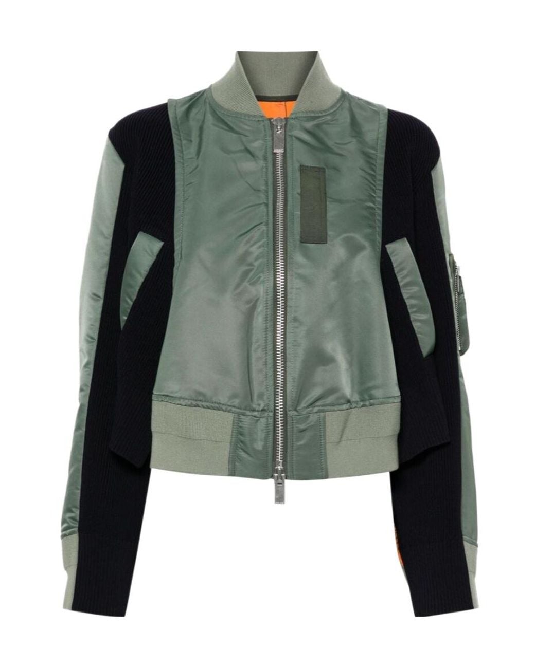 Sacai Green Panelled Bomber Jacket