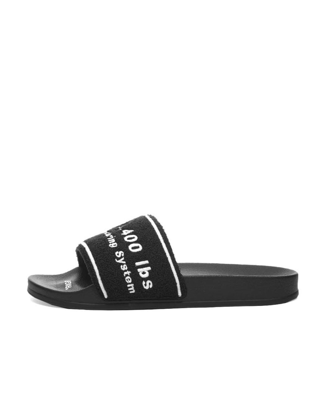 Off-White c/o Virgil Abloh Black Textured Logo-Strap Slides for men