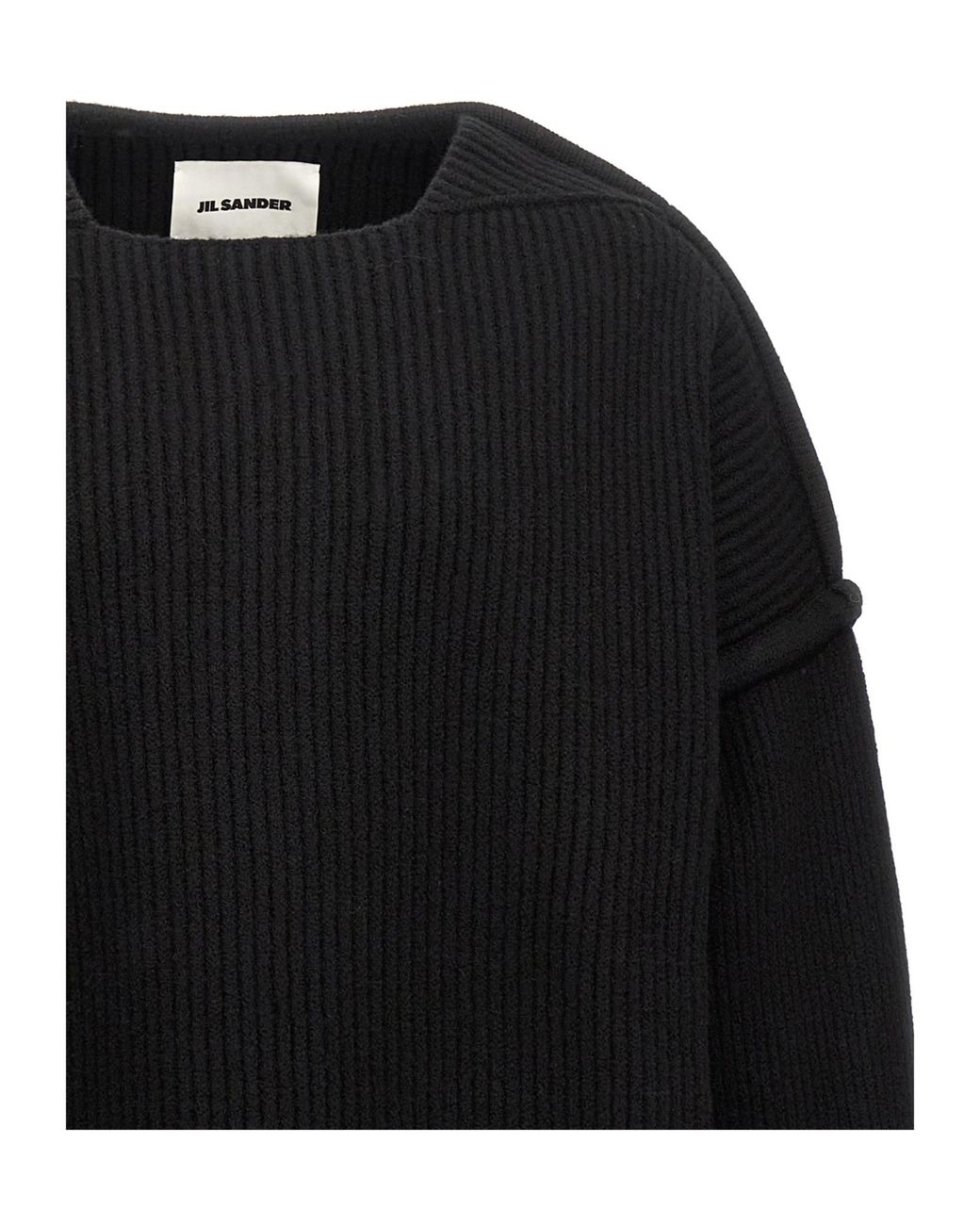 Jil Sander Black Geometric Neckline Knitted Jumper for men