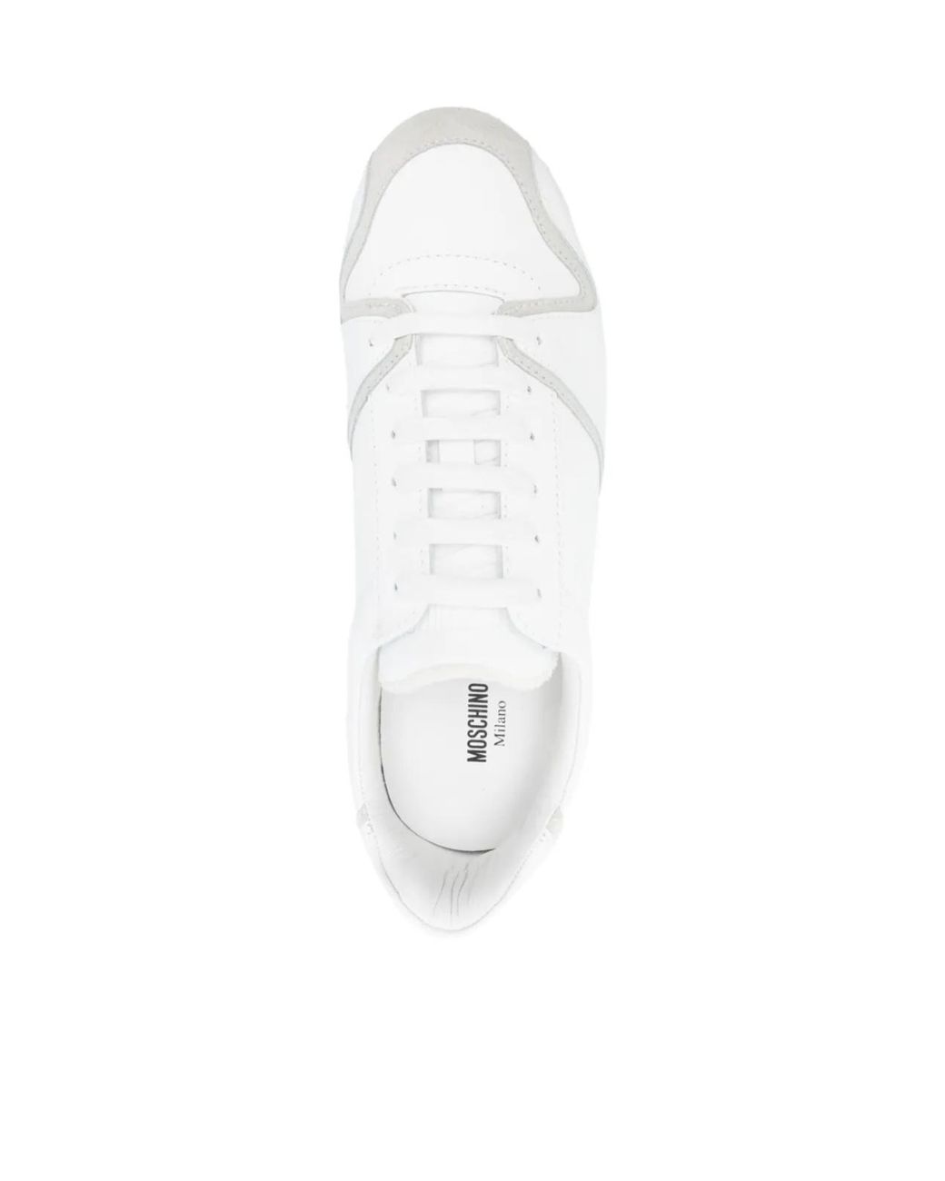 Moschino White Logo-Embossed Lace-Up Sneakers for men