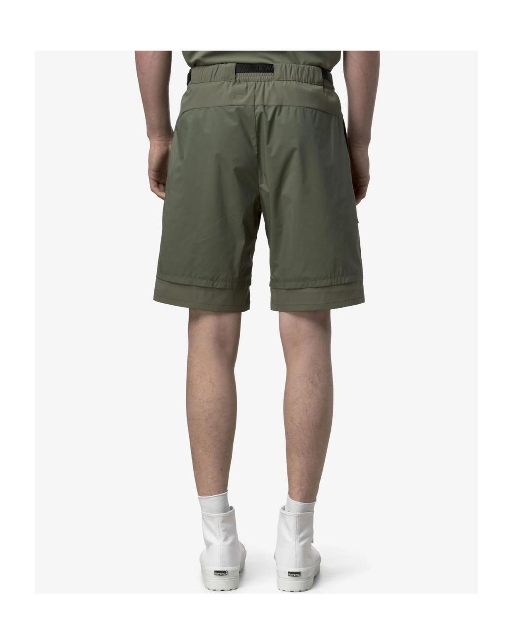K-Way Green Berger Belted Shorts for men
