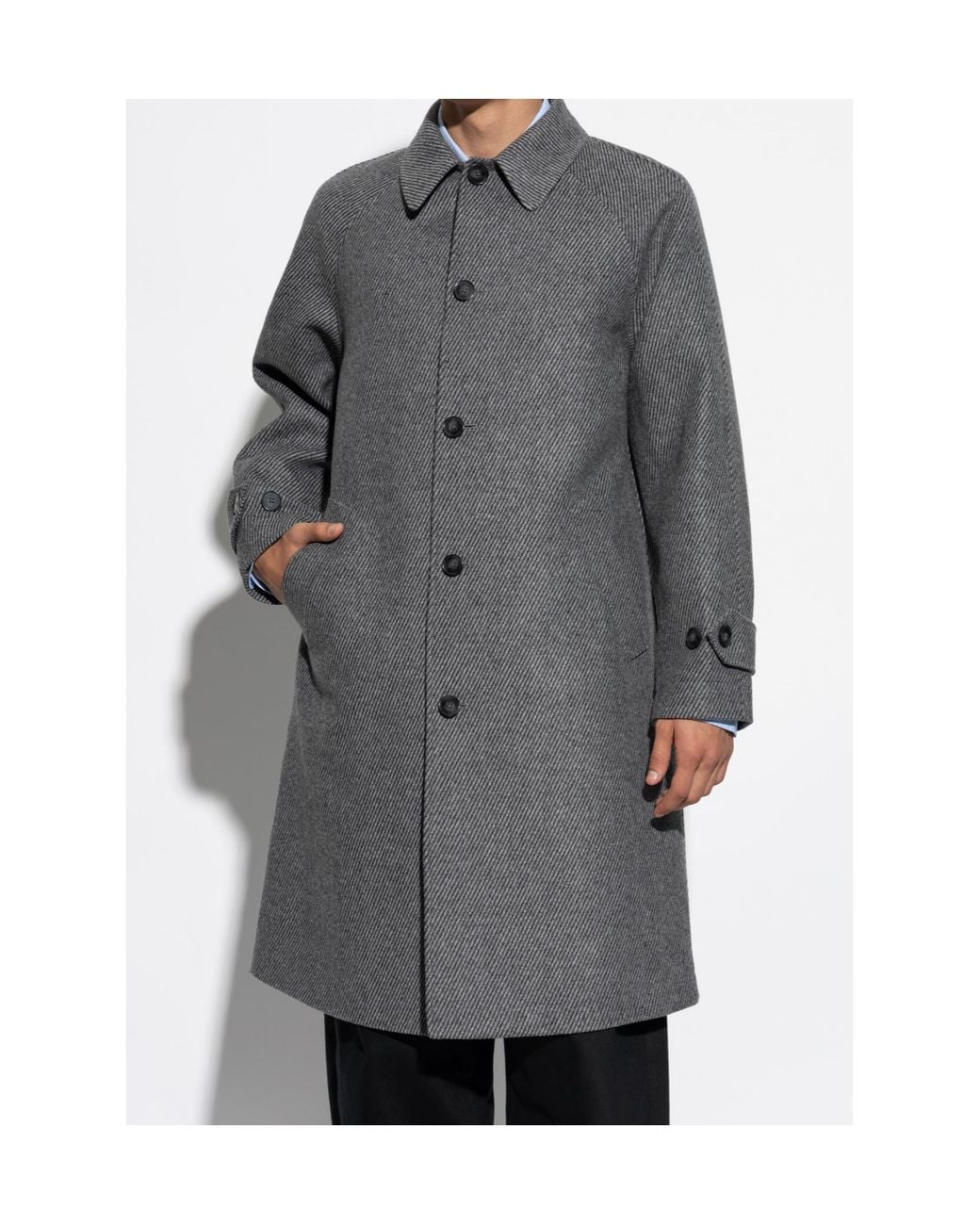 Officine Generale Gray Officine Générale Classic Button-Up Coat for men