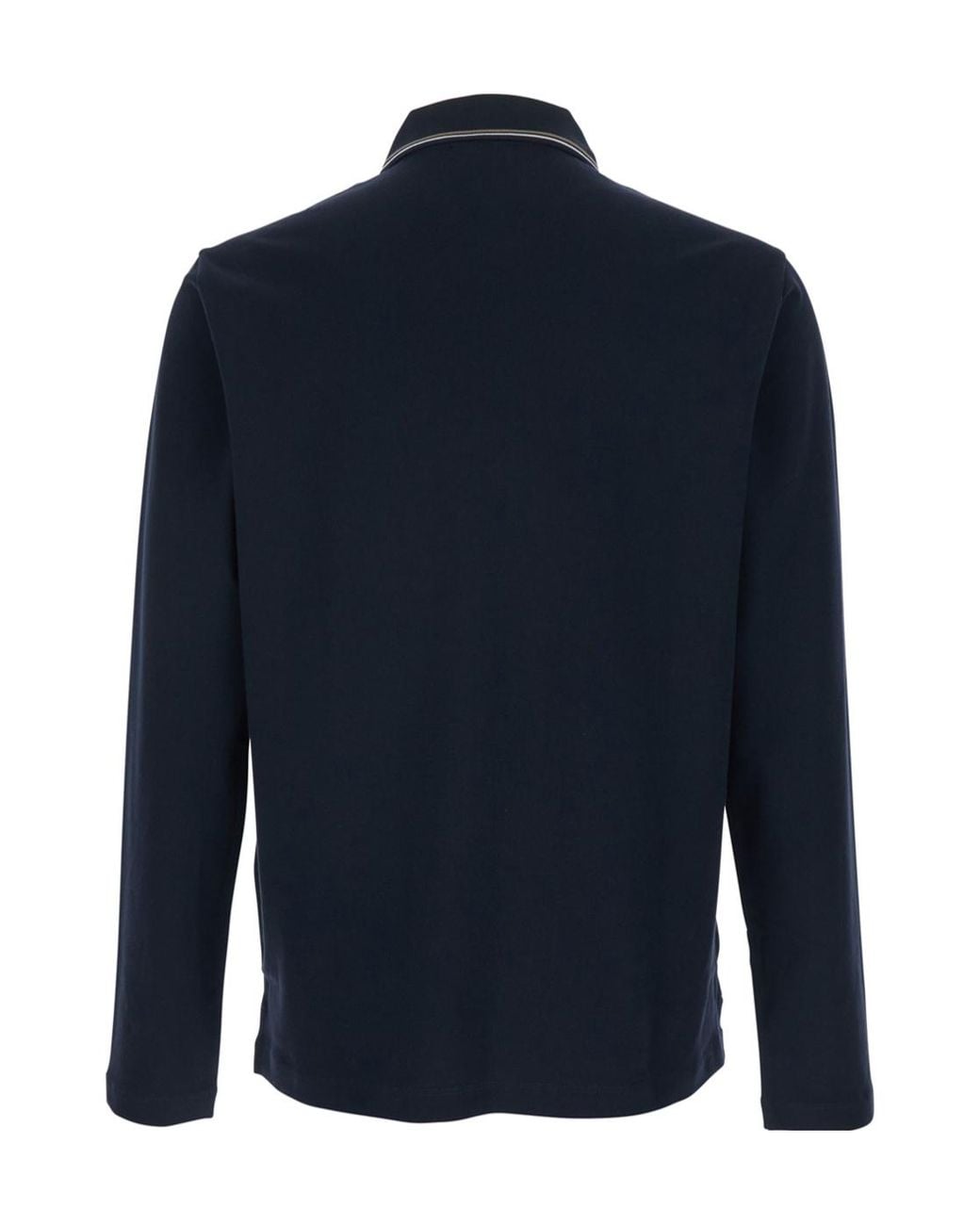 Emporio Armani Blue Logo Long-Sleeve Polo Shirt for men