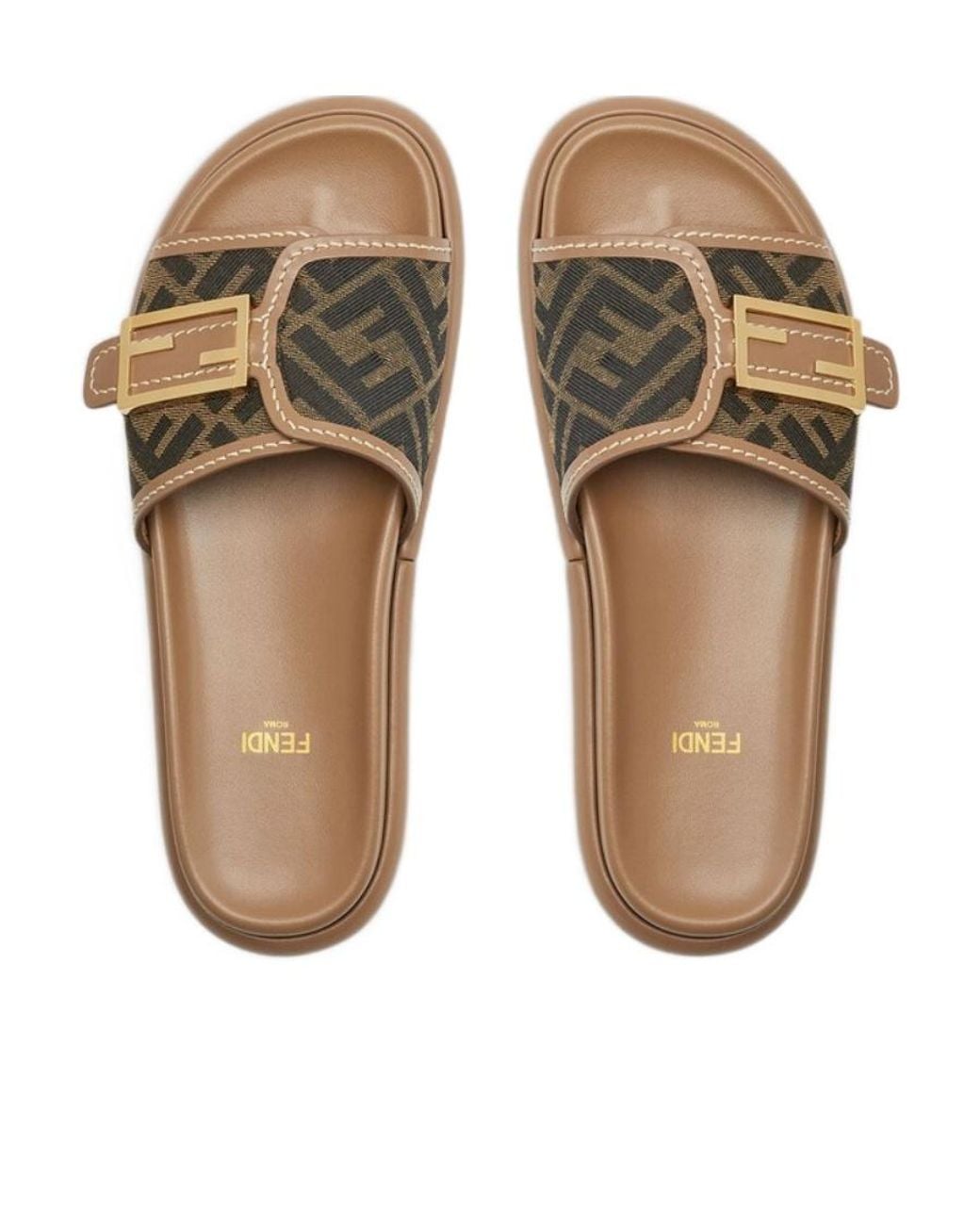 Fendi Brown Wide-Band Flat Slides