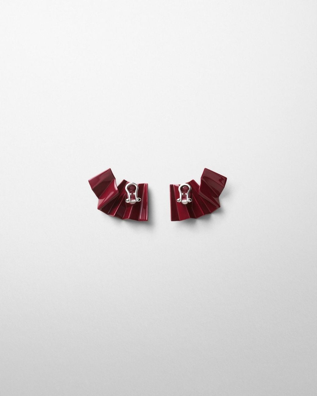 Phoebe Philo Red Pleated Earrings