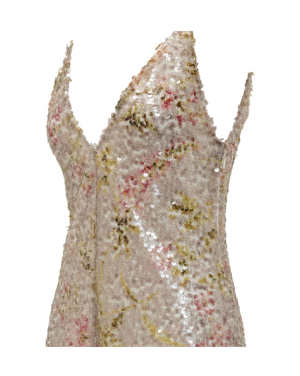 Alberta Ferretti Natural V-Neck Dress