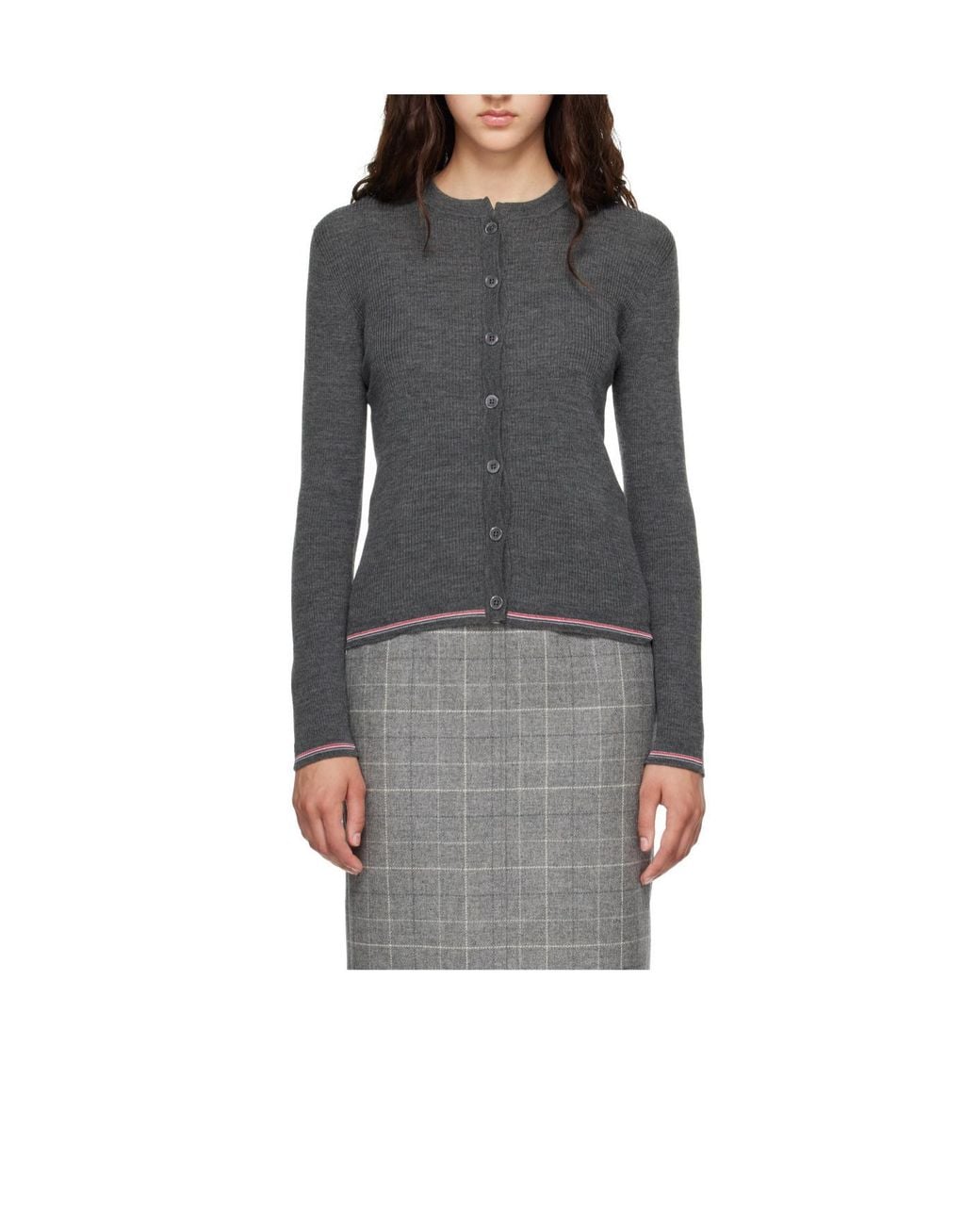 Thom Browne Black Ribbed Knit Cardigan