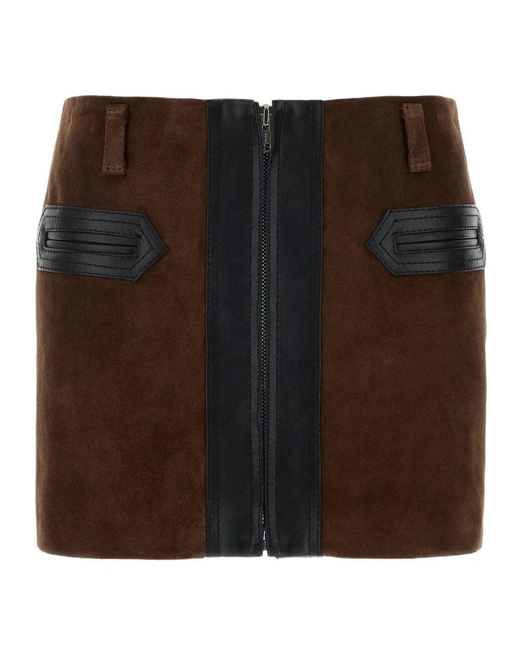 Marni Brown Contrast Panel Mini Skirt