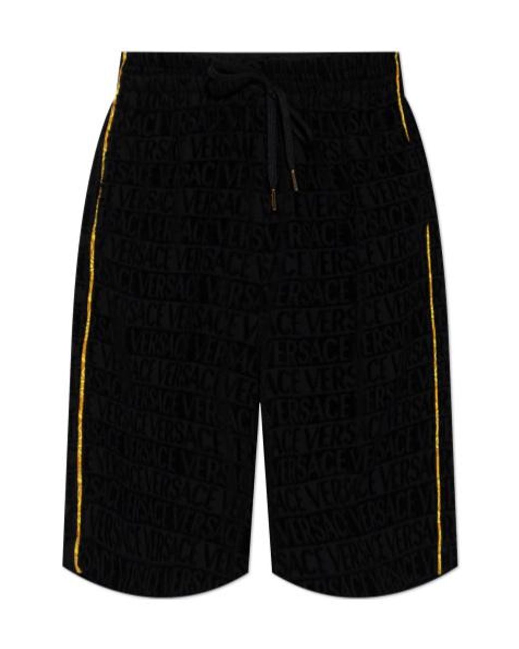 Versace Black Drawstring Elastic Waist Shorts for men