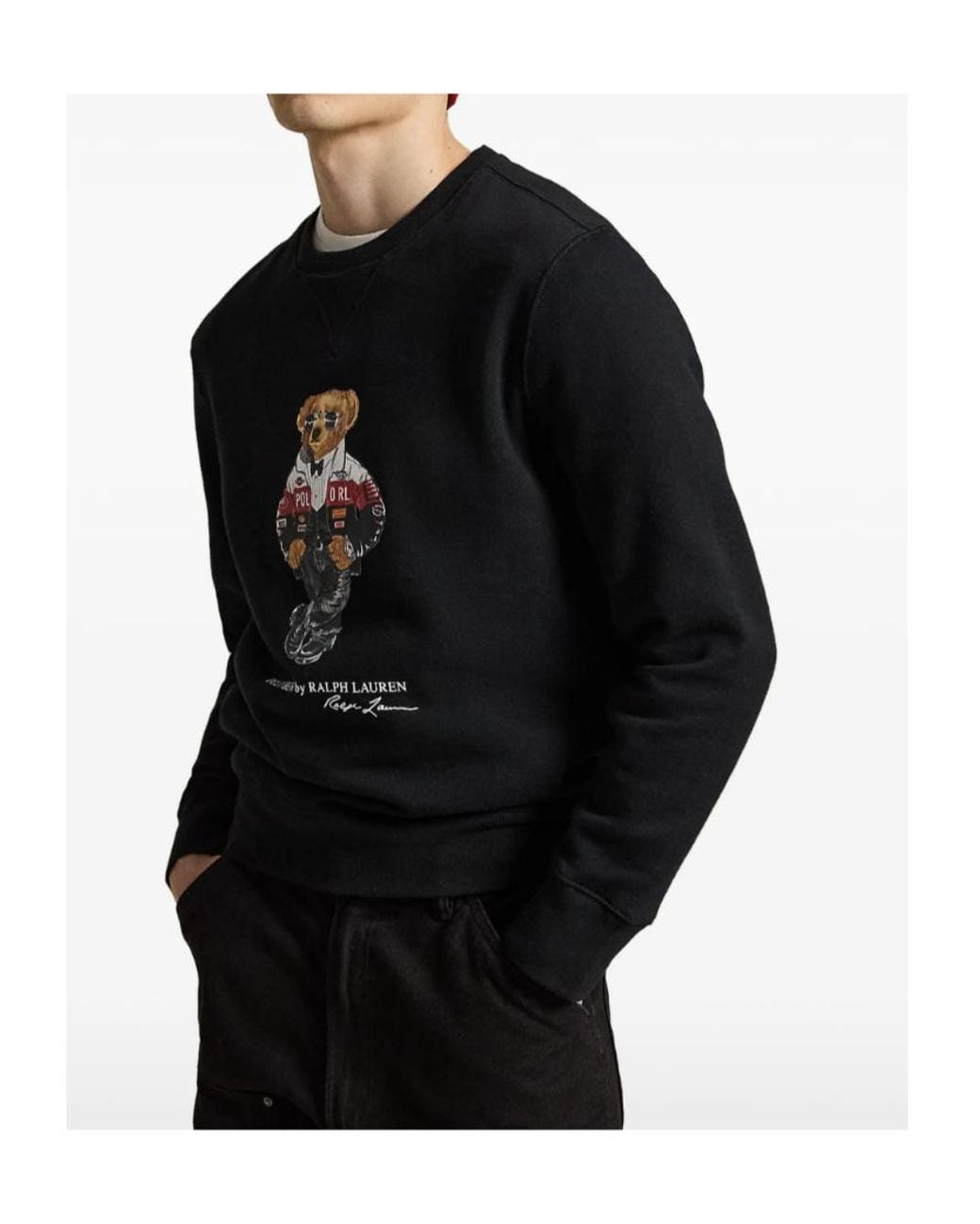 Ralph Lauren Black Bear Graphic Cotton-Blend Sweatshirt for men
