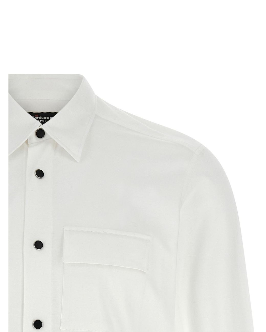Kiton White Buba Snap-Front Shirt for men
