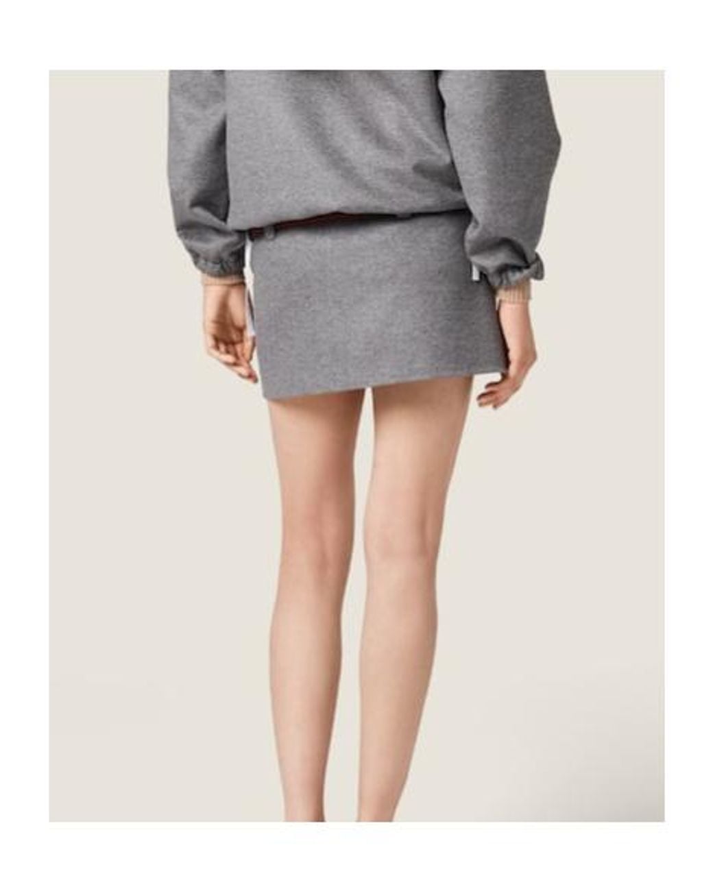Miu Miu Gray Double Cashmere And Wool Miniskirt
