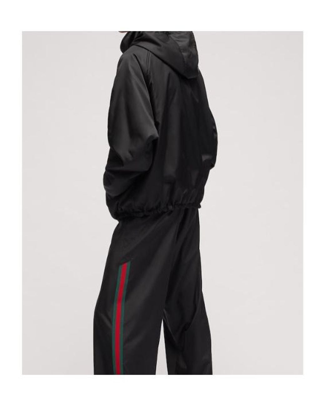 Gucci Black Nylon Gabardine Zip Jacket With Embroidery for men