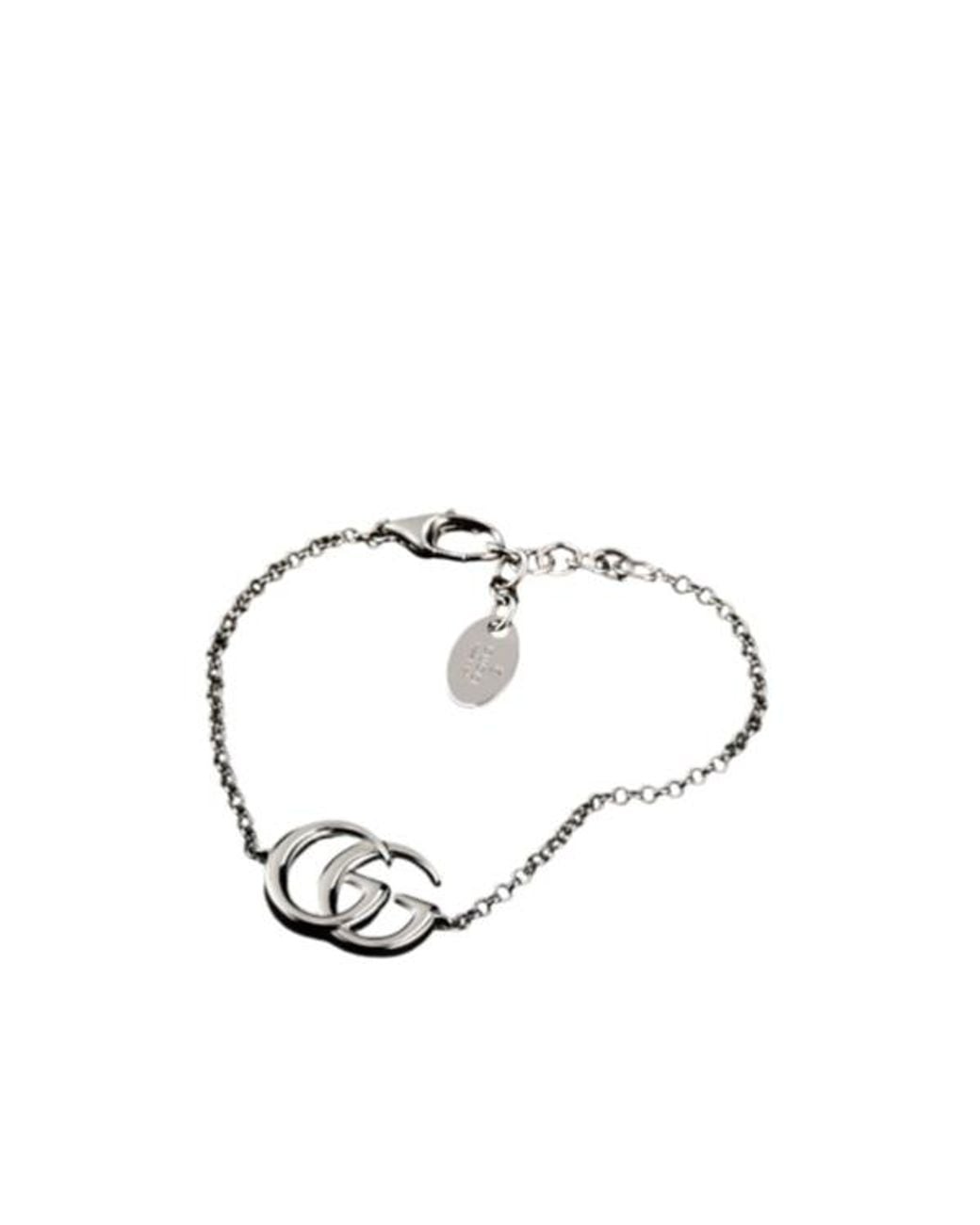 Gucci White Gg Marmont Chain Bracelet