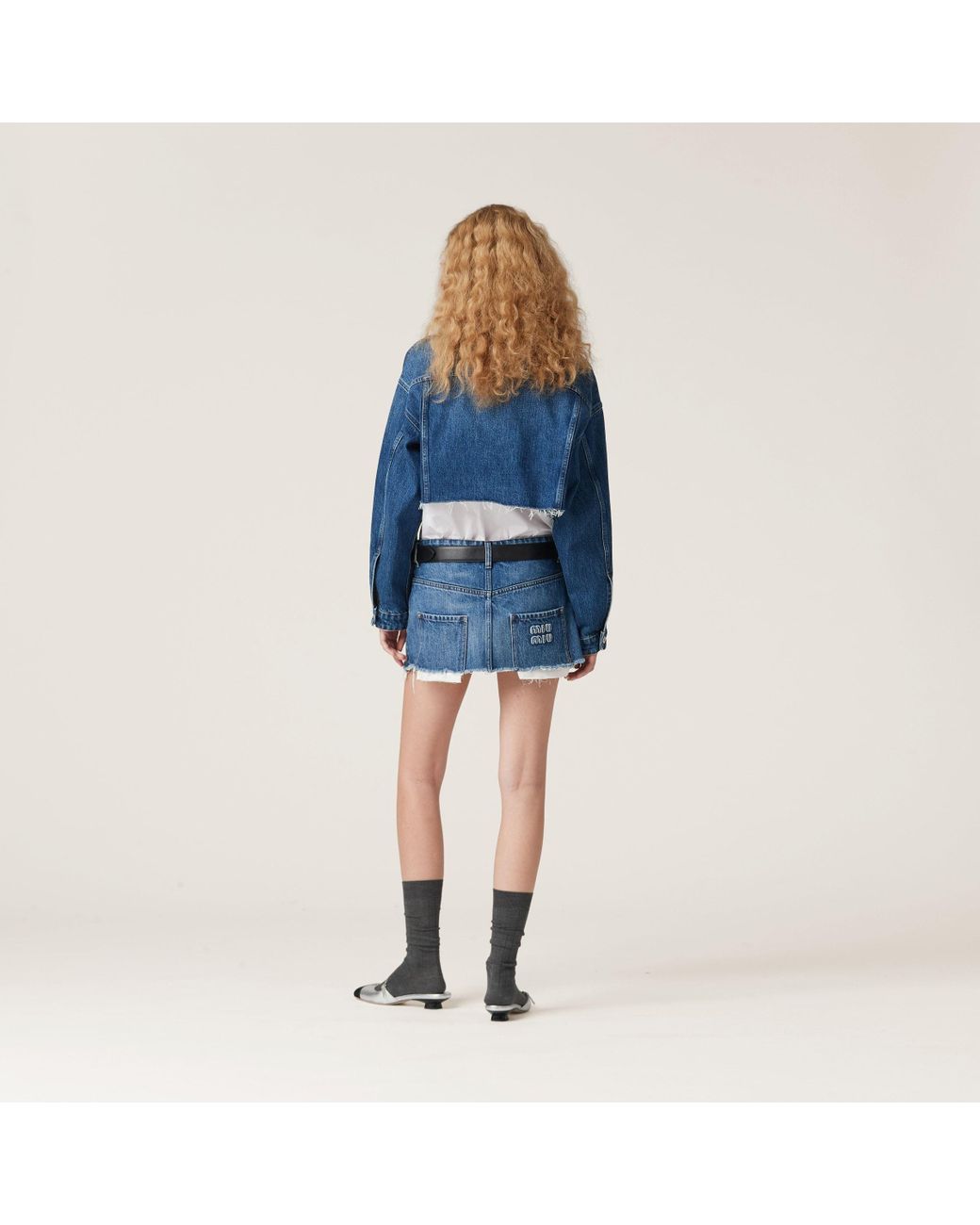 Miu Miu Blue Cropped Denim Jacket