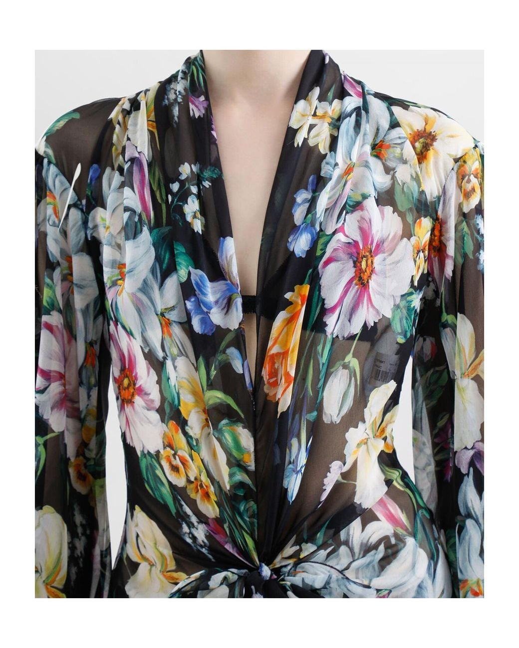 Dolce & Gabbana Blue Floral Printed Chiffon Dress