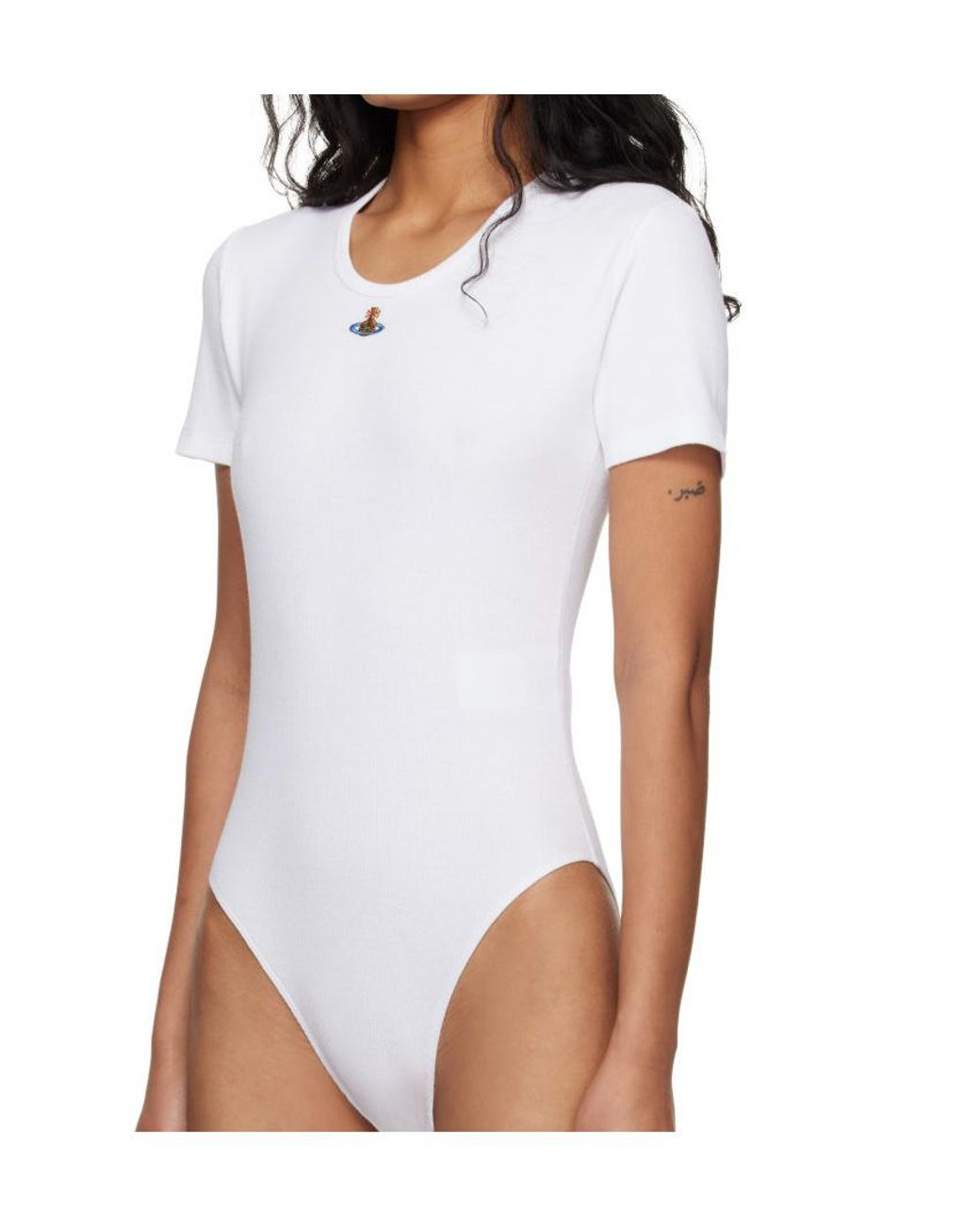 Vivienne Westwood Gray Shoer-Sleeved Crewneck Ribbed Bodysuit