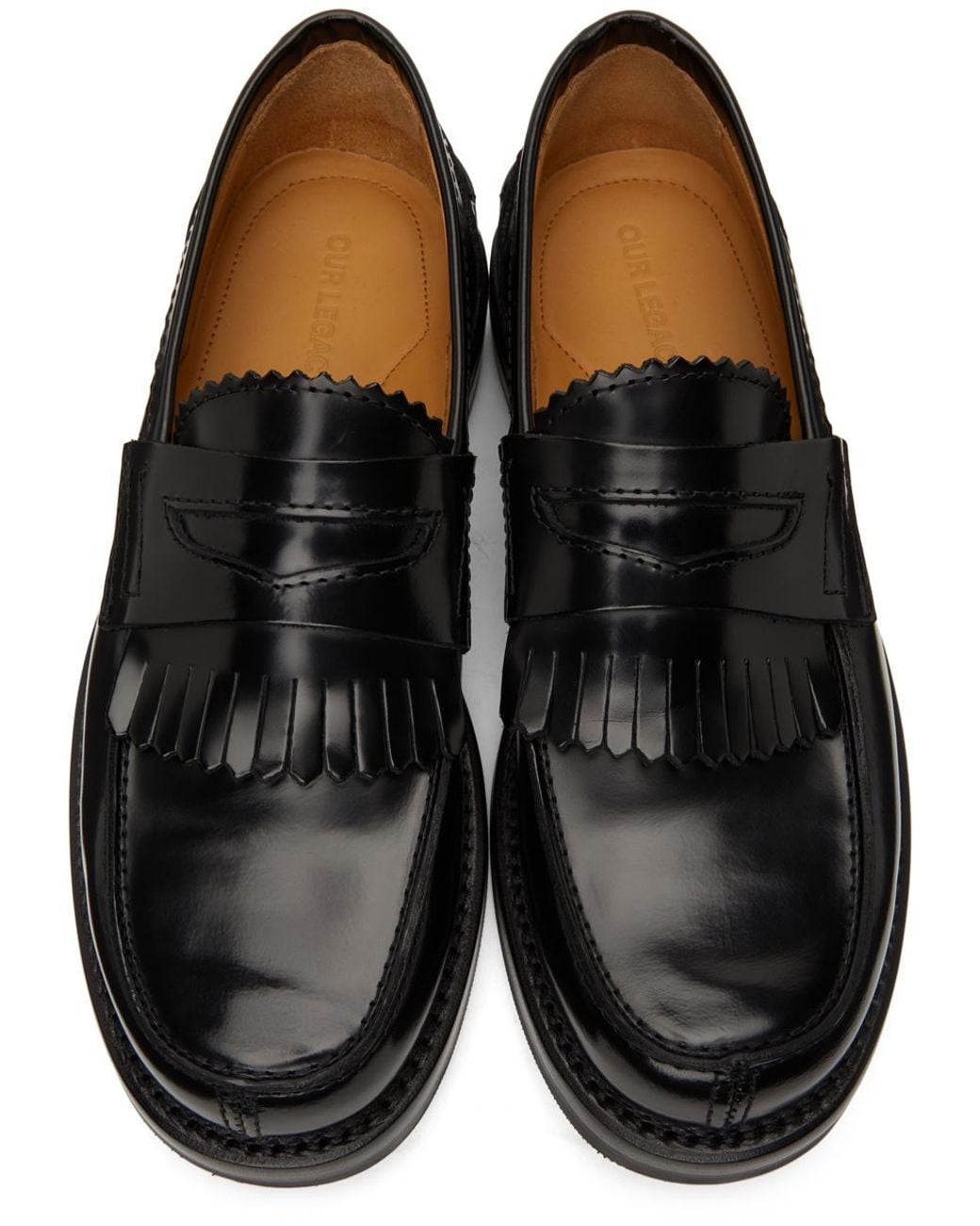 Our Legacy Black Fringed Loafers for men
