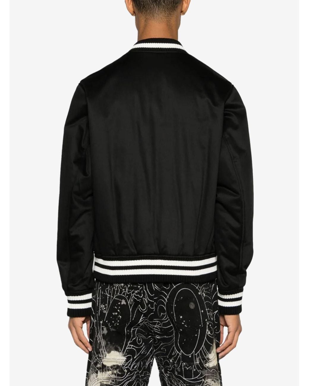 Maison Kitsuné Black Maison Kitsuné Logo Embroidered Bomber Jacket for men